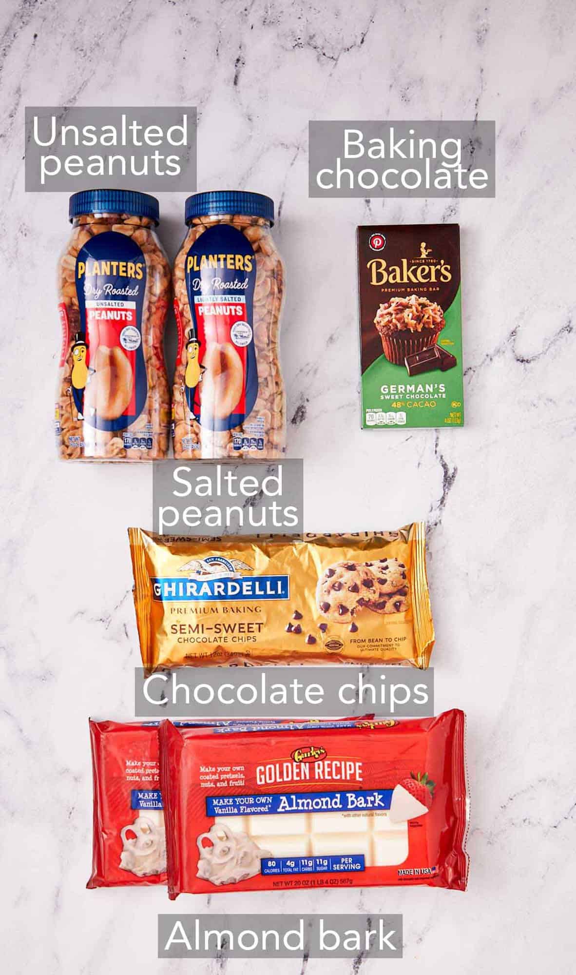 Ingredients needed for crockpot candy.