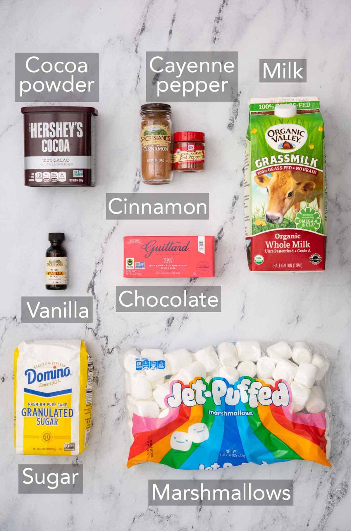 Ingredients needed to make Mexican hot chocolate.