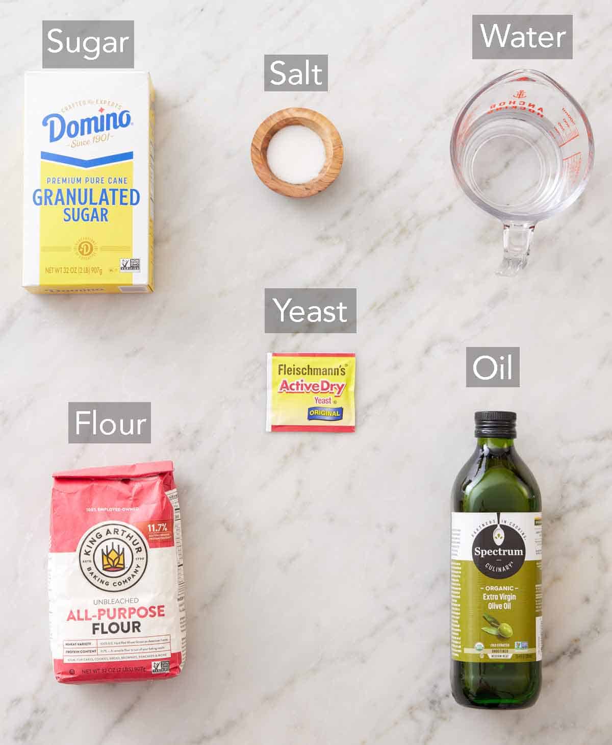 Ingredients needed to make pita bread.