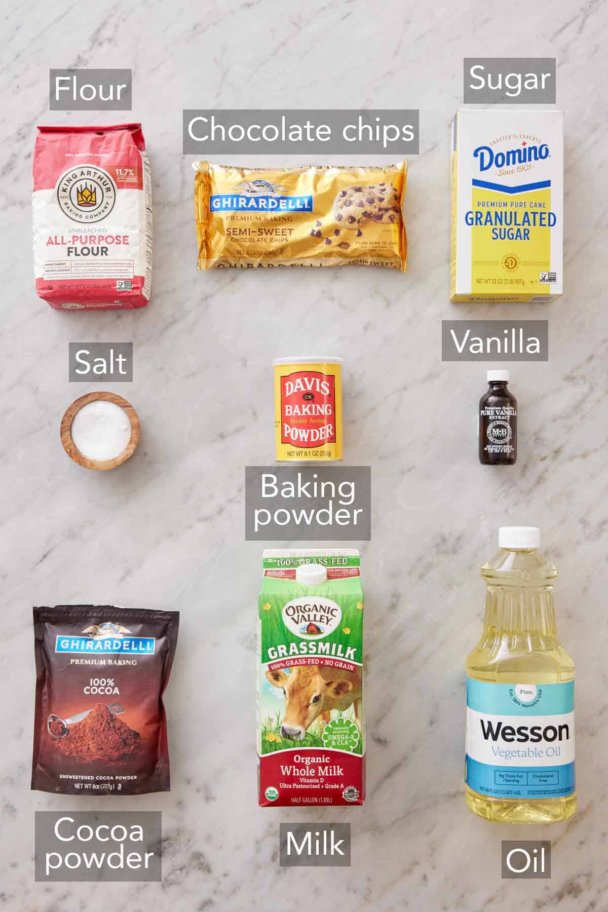 Ingredients needed to make a mug cake.