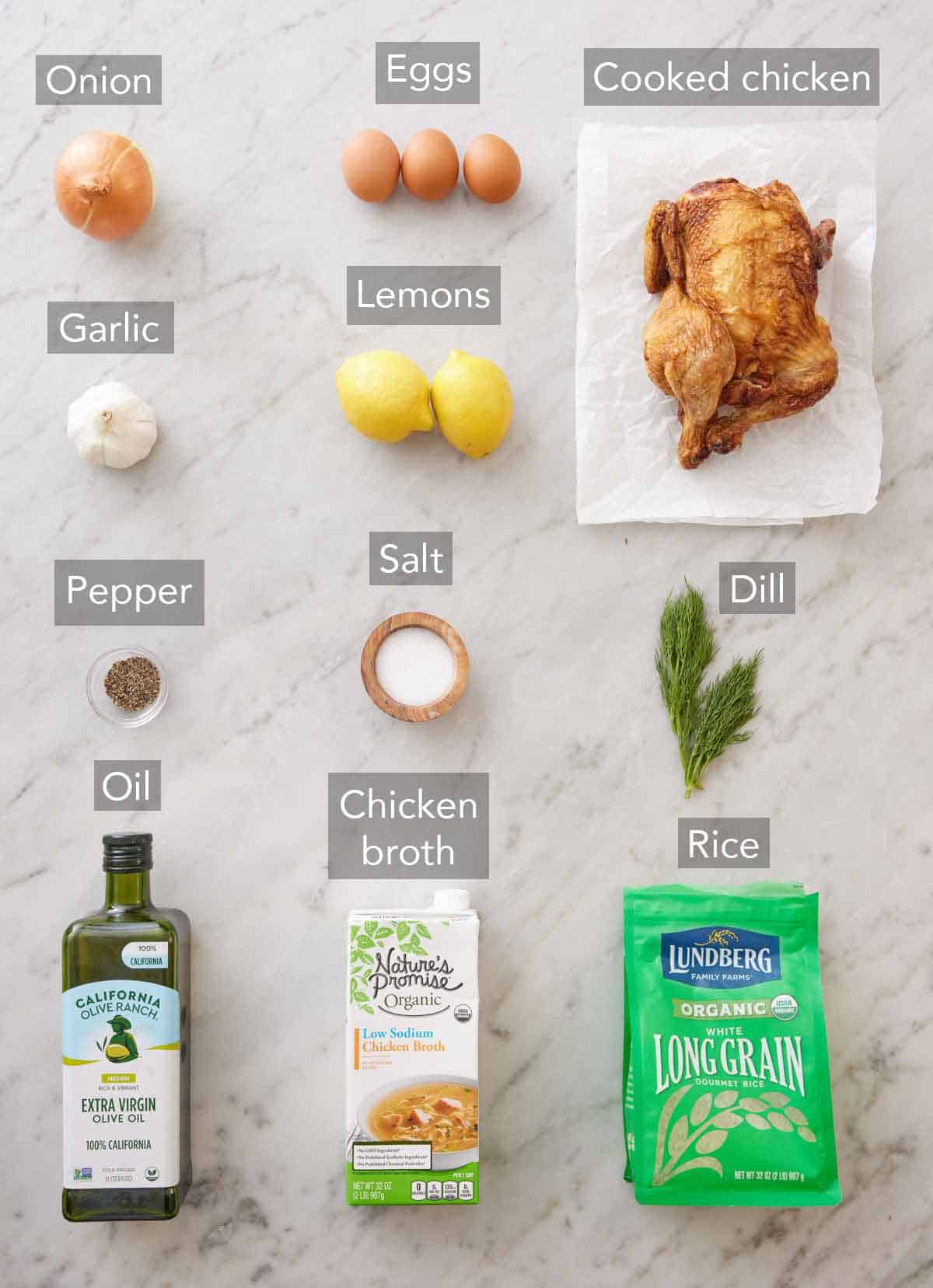 Ingredients needed to make avgolemono.