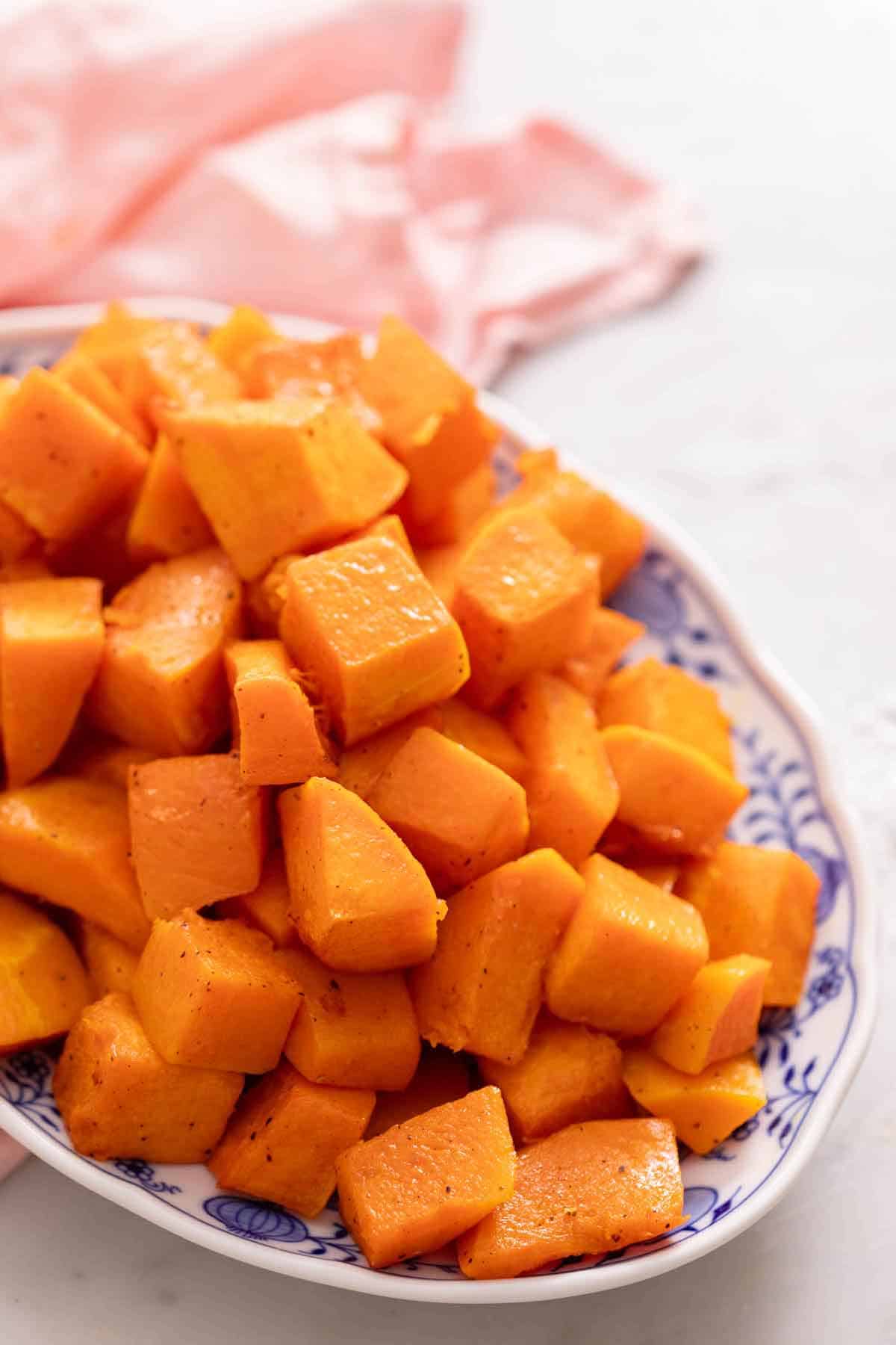 A platter of roasted butternut squash.
