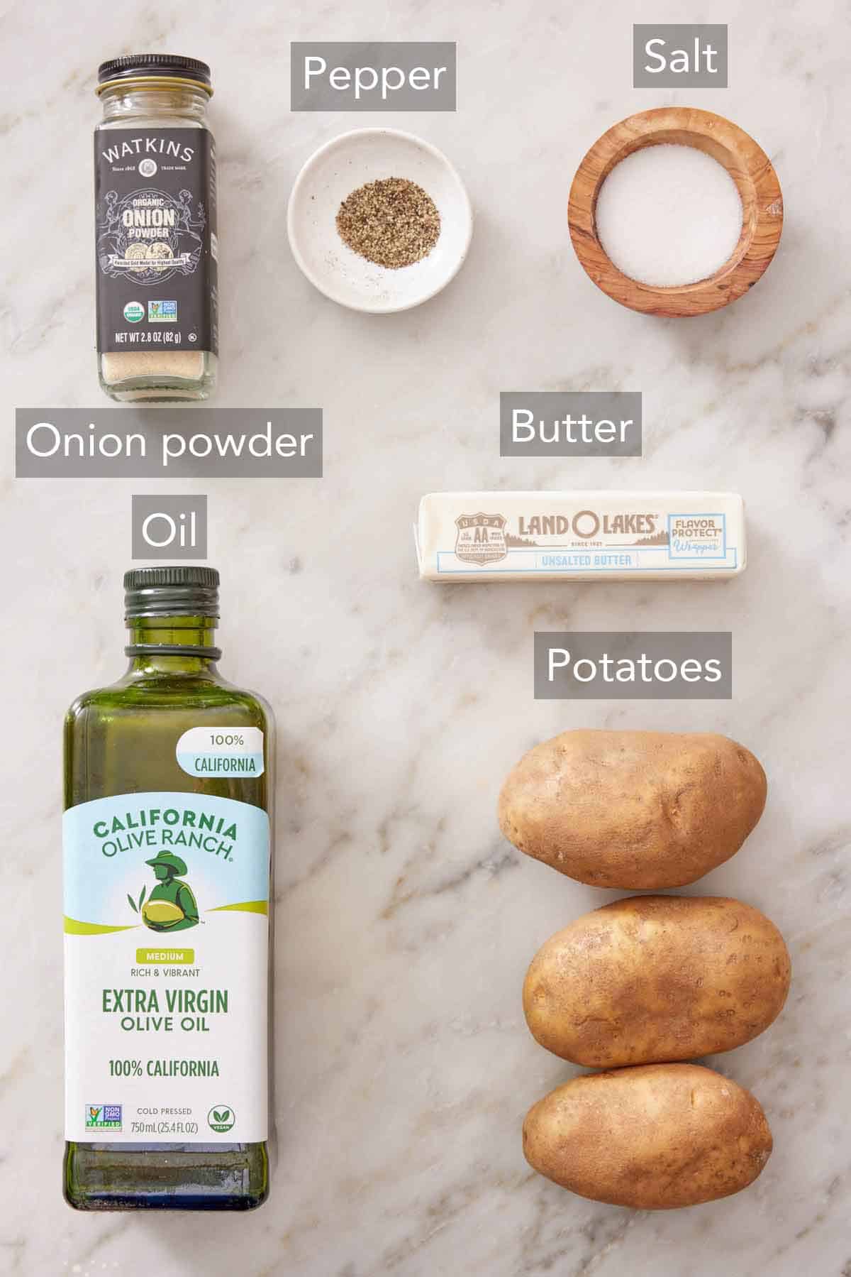 Ingredients needed to make hash browns.