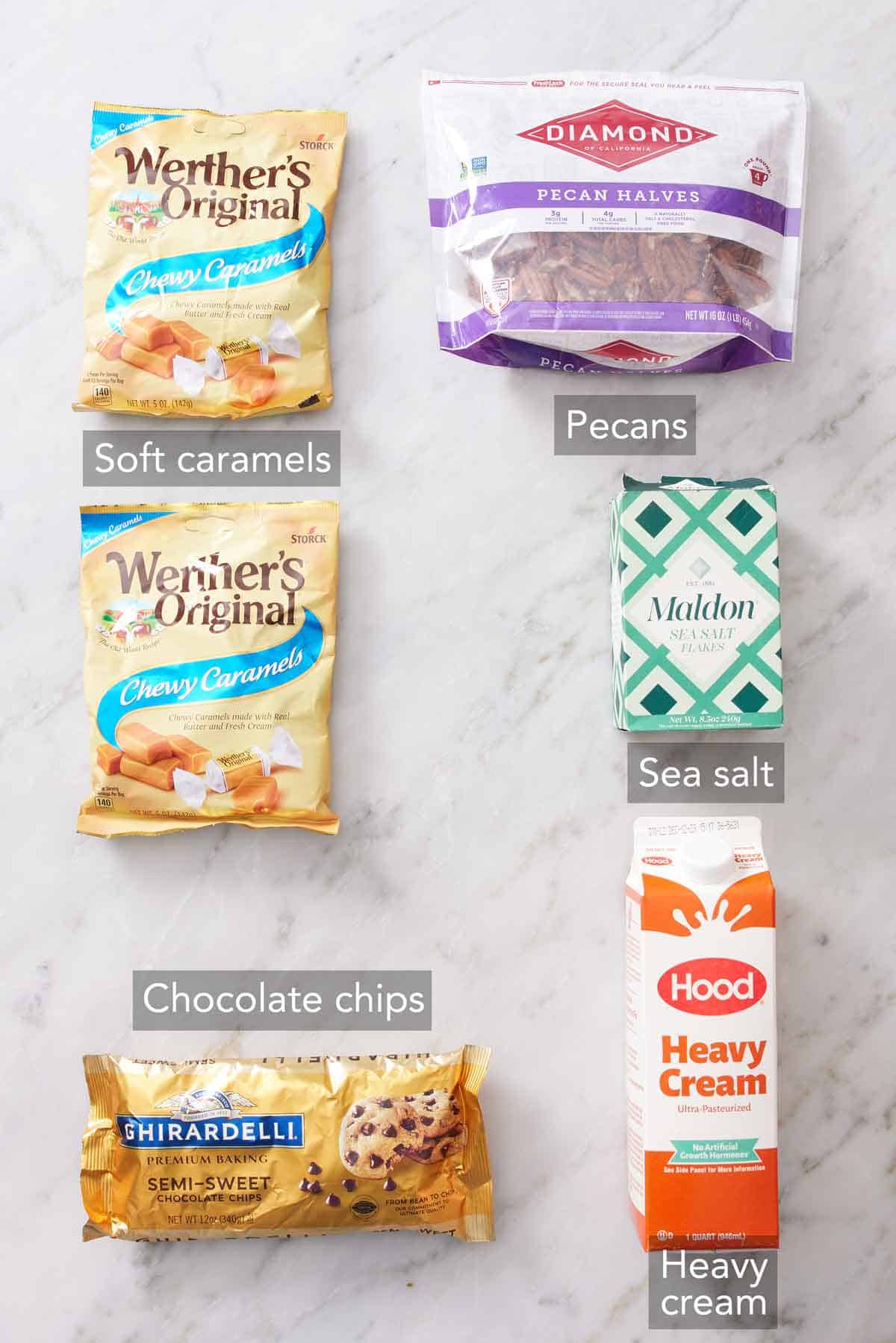 Ingredients needed to make turtles.