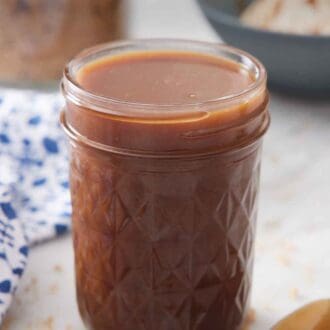 Pinterest graphic of a jar of butterscotch.