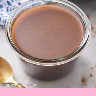 Pinterest graphic of a jar of butterscotch.