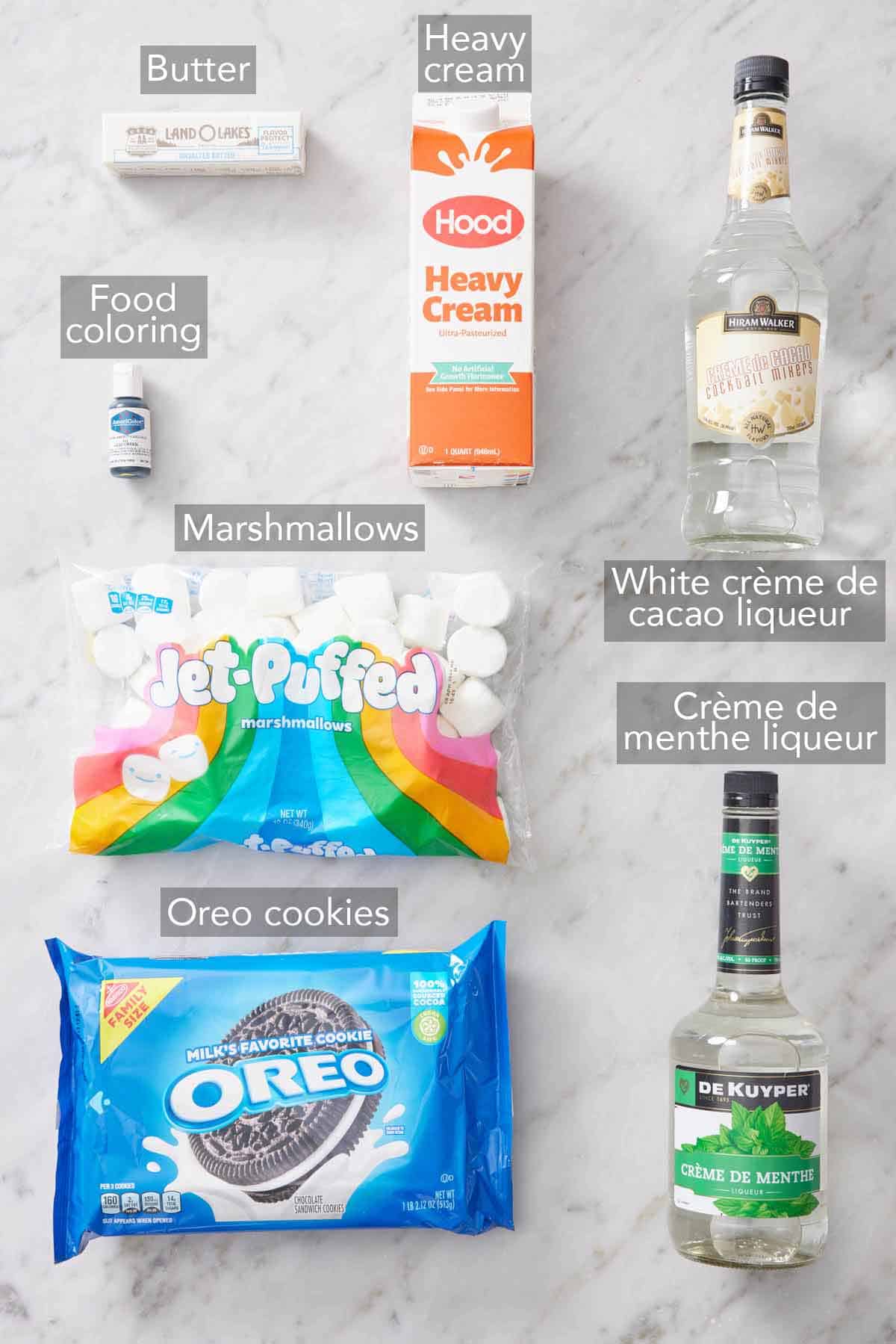 Ingredients needed to make grasshopper pie.