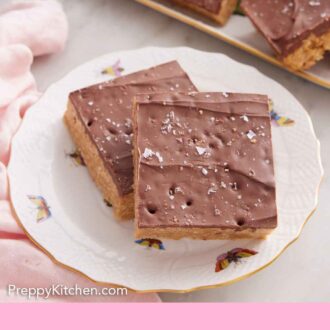 Pinterest graphic of a plate with two Special K bars on a plate.