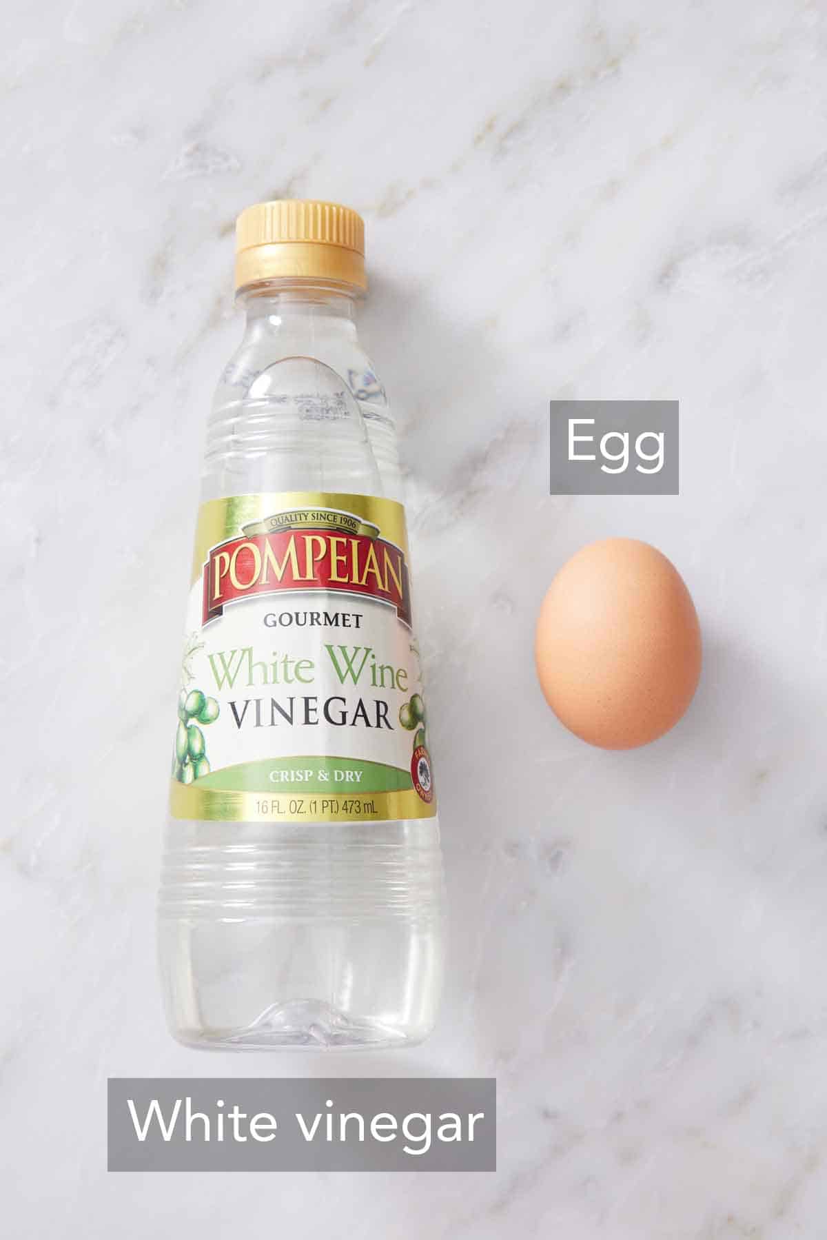 Ingredients needed to make a poached egg.