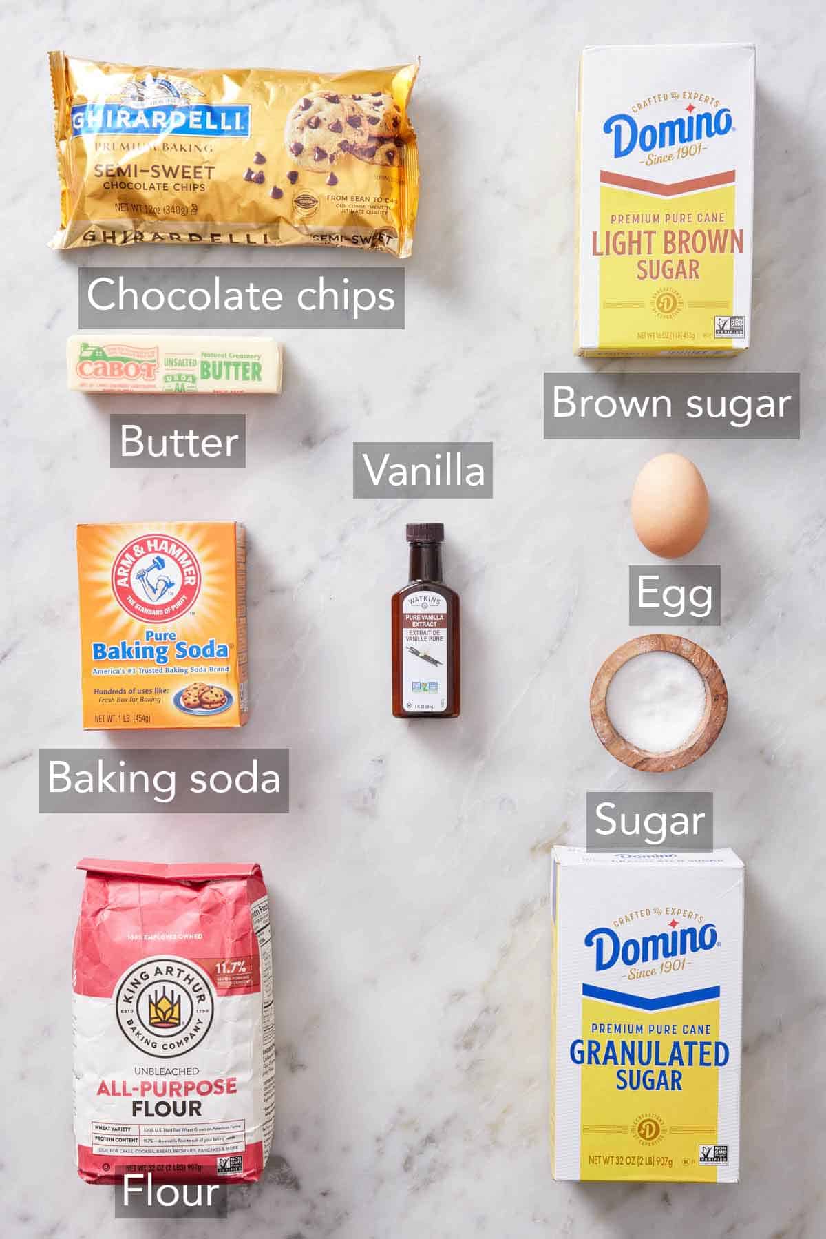 Ingredients needed to make air fryer cookies.