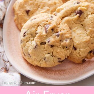 Pinterest graphic of a platter of air fryer cookies.