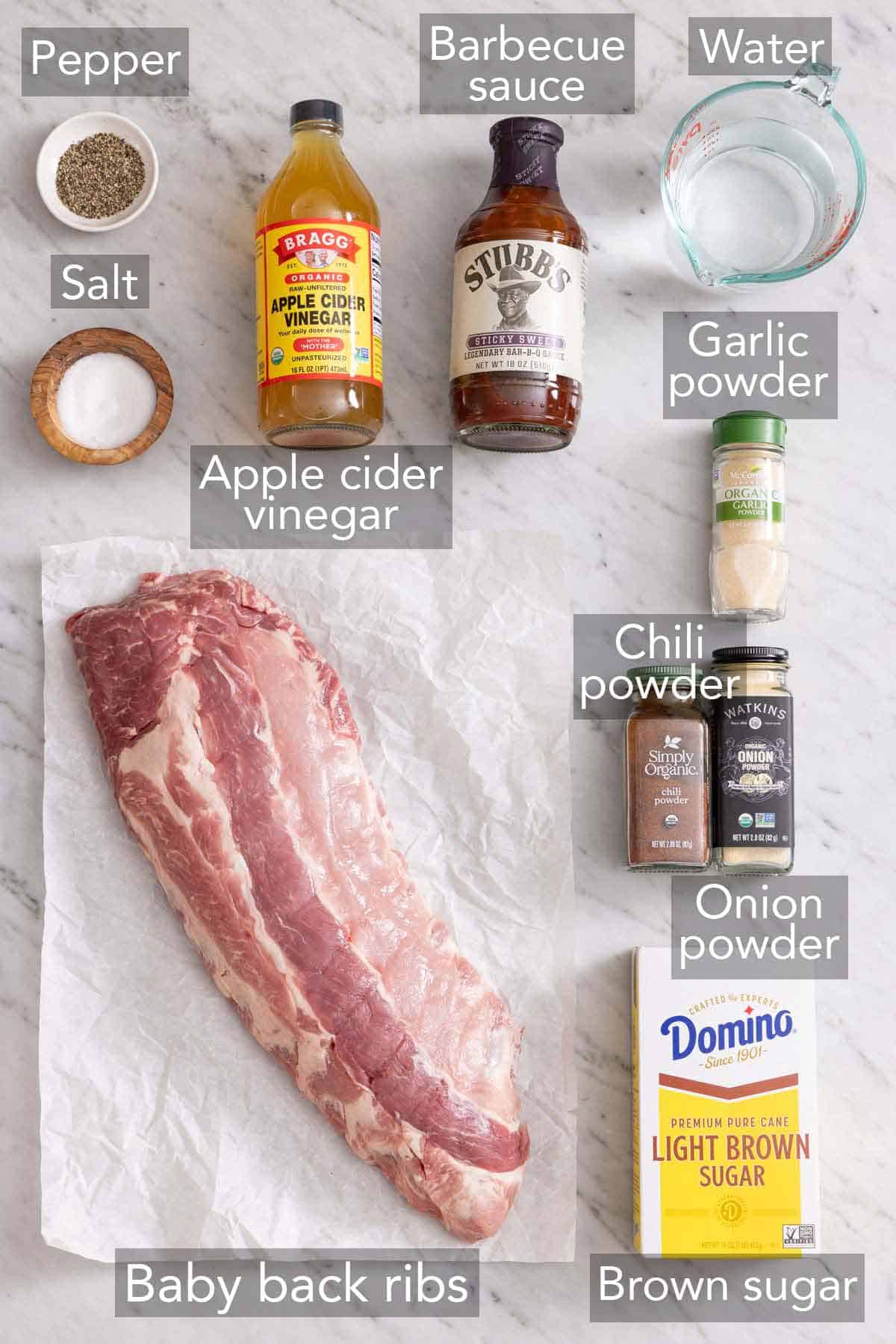 Ingredients needed to make Instant Pot ribs.
