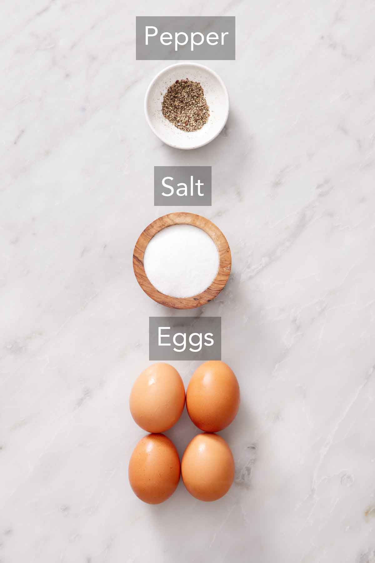 Ingredients needed to make air fryer hard boiled eggs.