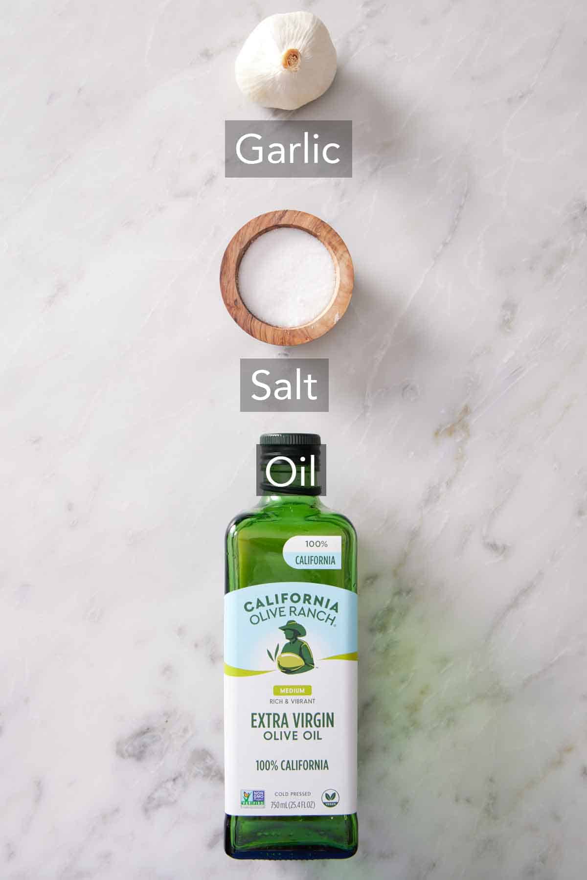 Ingredients needed to make air fryer roasted garlic.