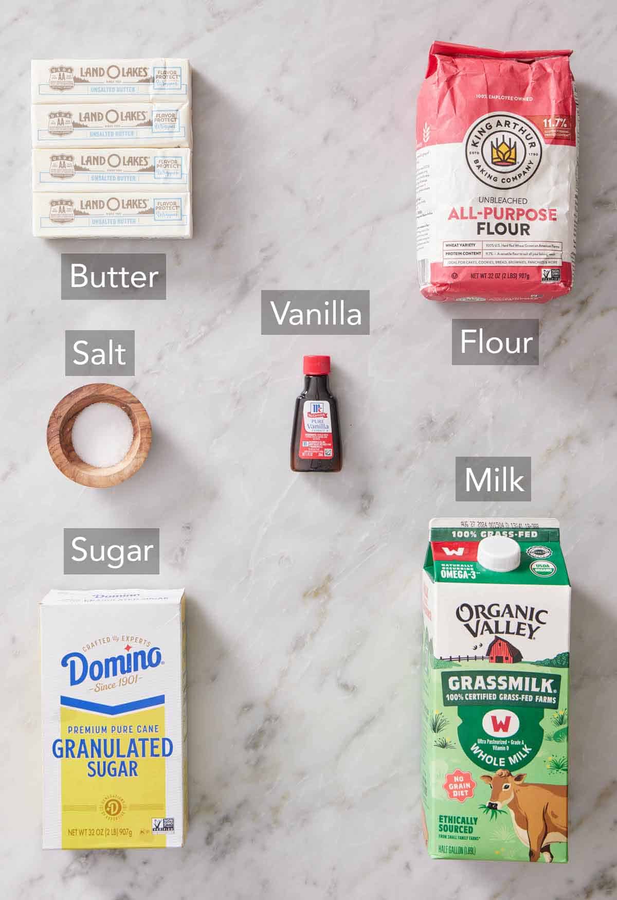 Ingredients needed to make ermine frosting.