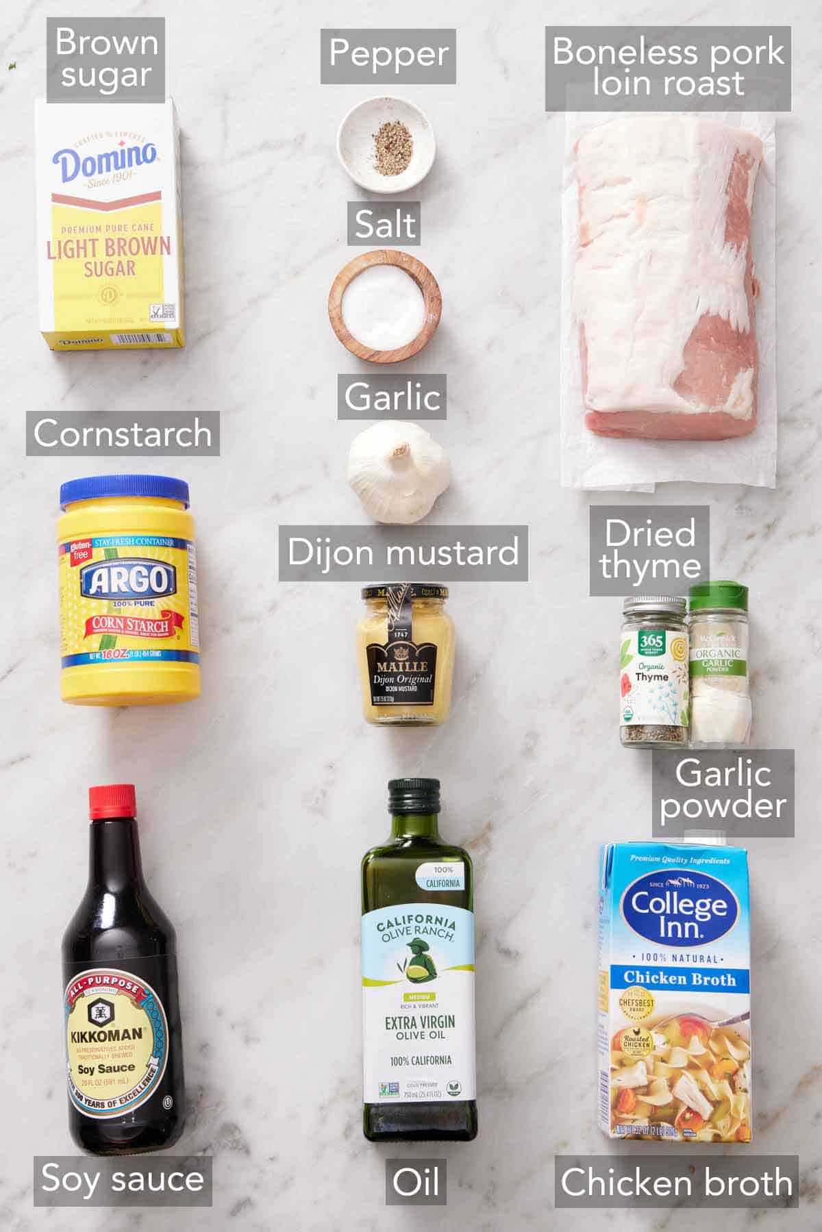 Ingredients needed to make Instant Pot pork loin.