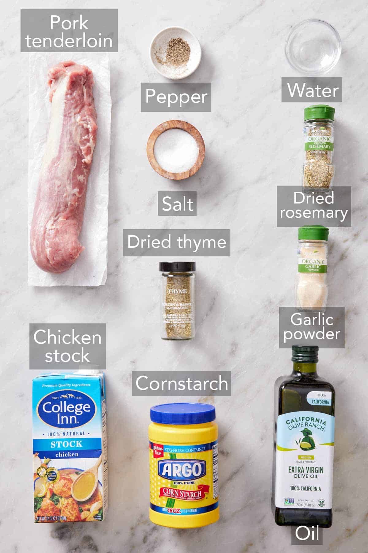 Ingredients needed to make Instant Pot pork tenderloin.
