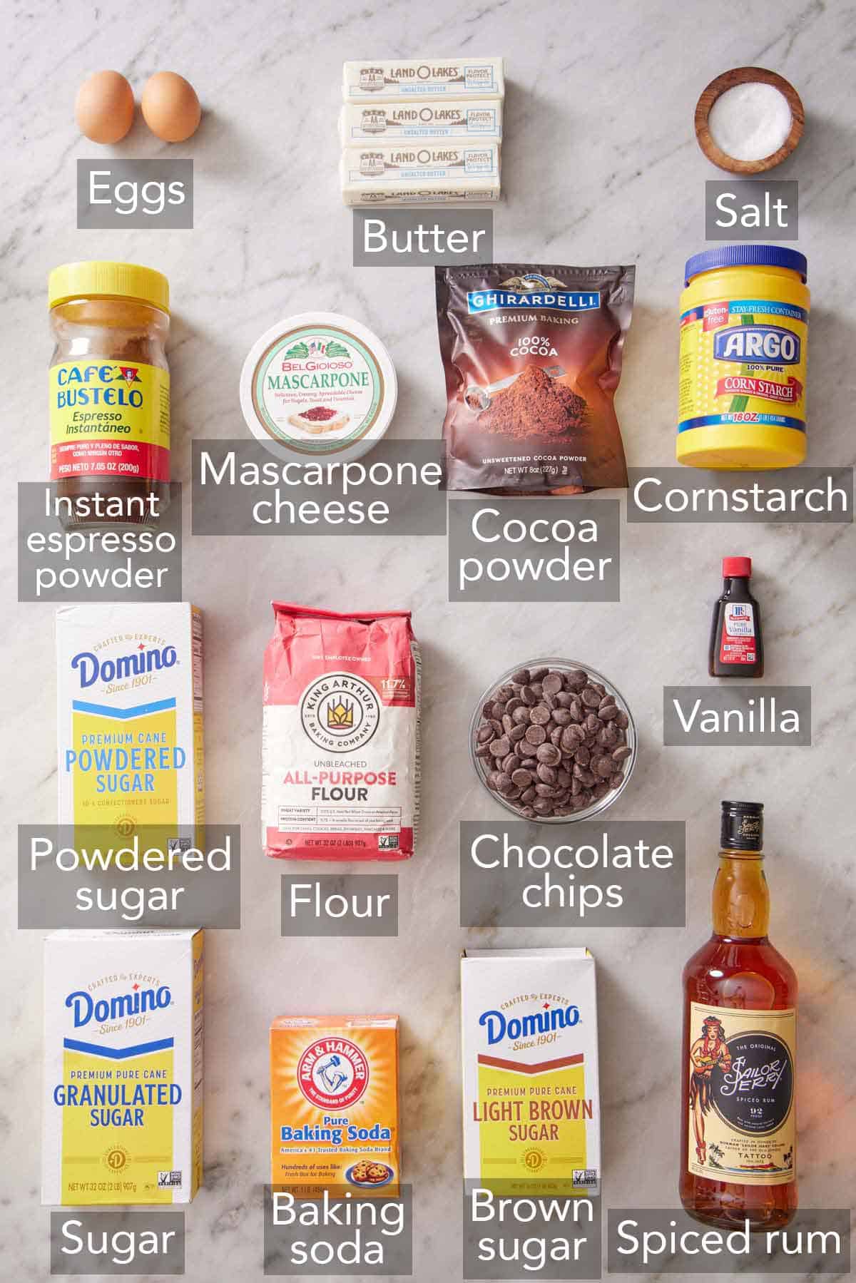 Ingredients needed for tiramisu blondies.