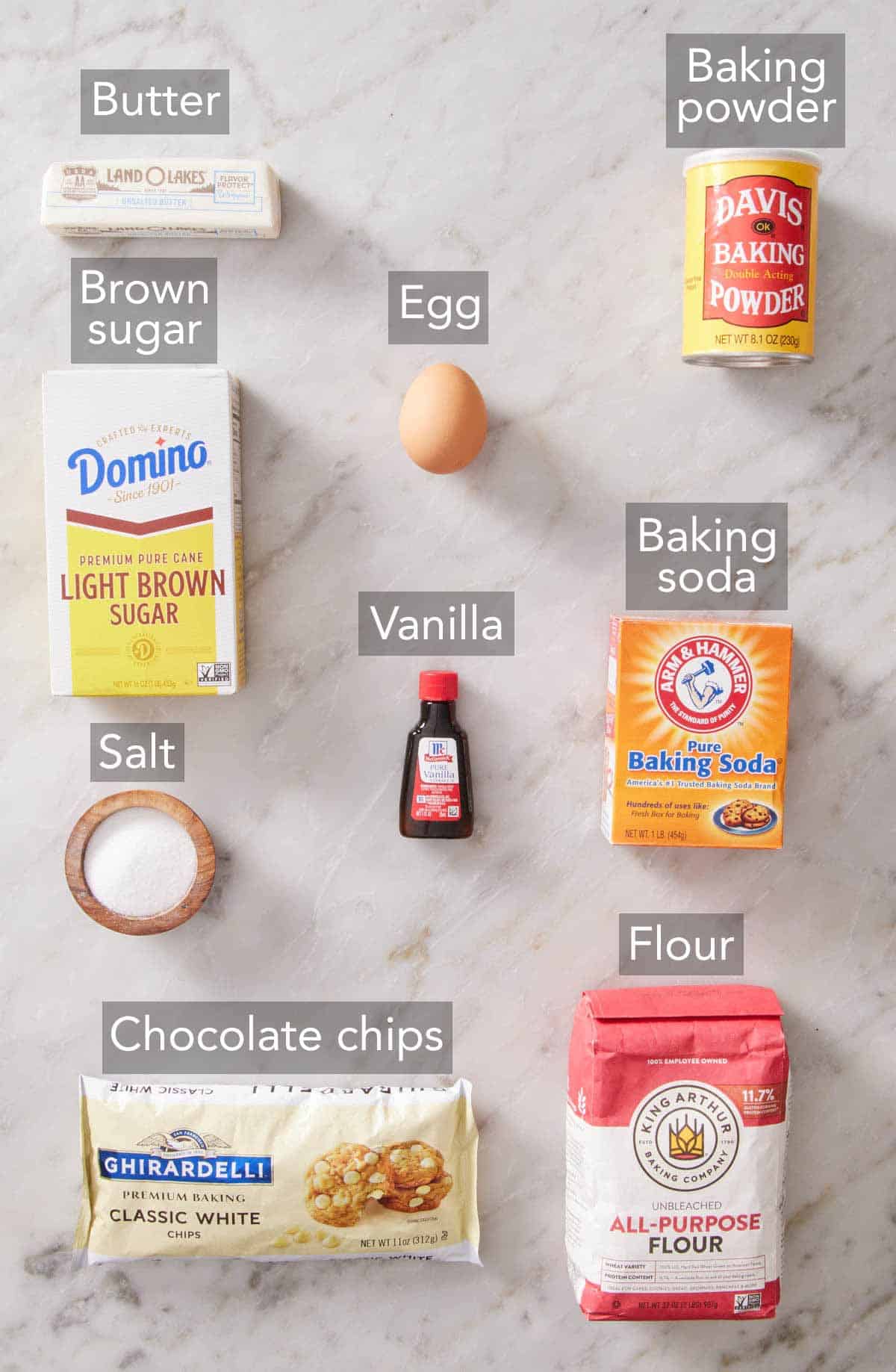 Ingredients needed to make blondies.