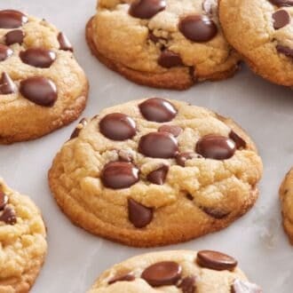 Close-up of brown butter chocolate chip cookies.