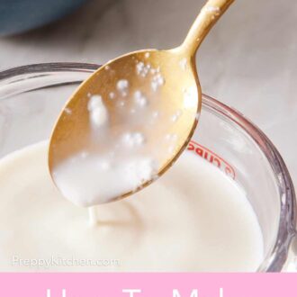 Pinterest graphic showing the texture of a homemade buttermilk substitute.