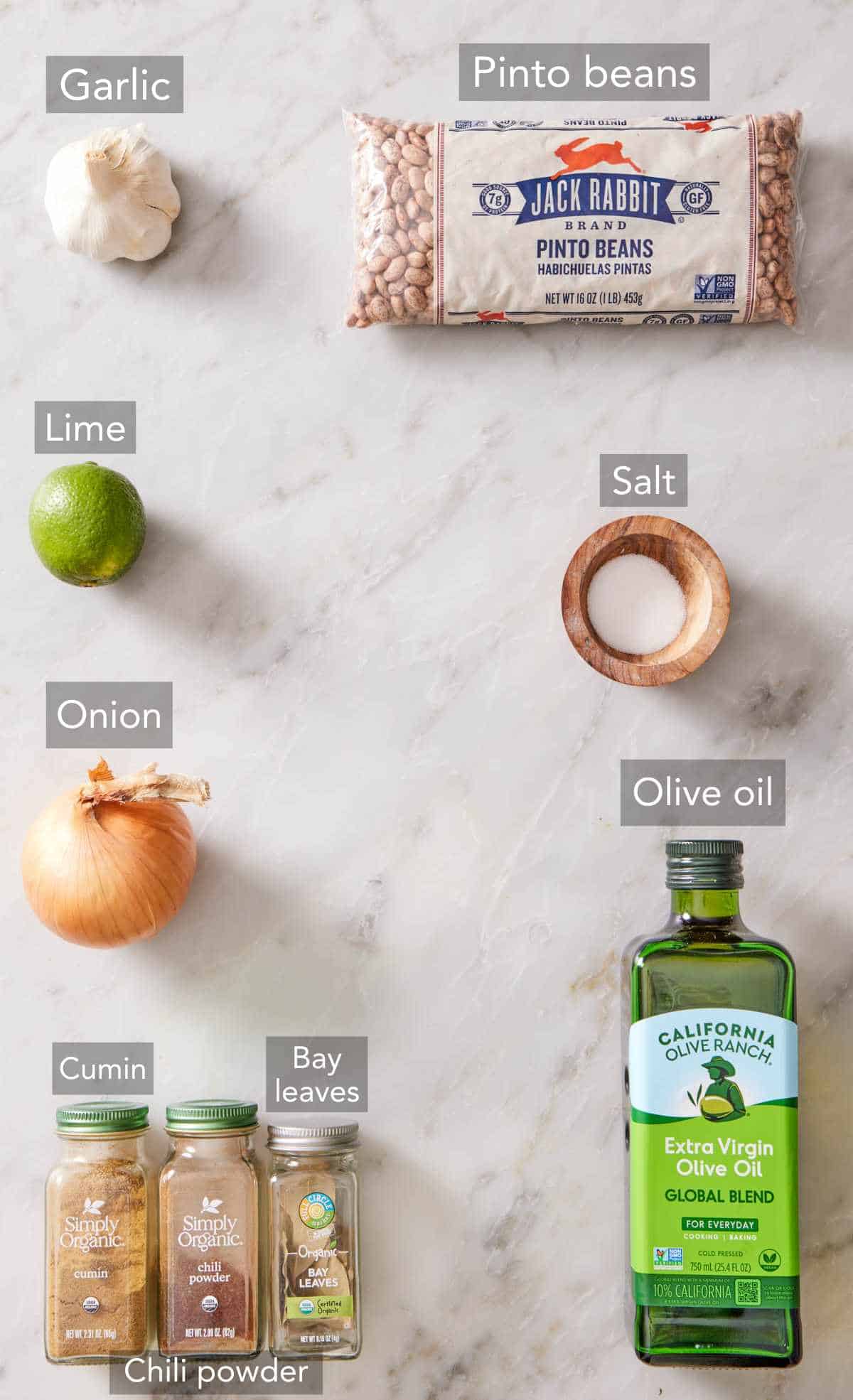 Ingredients to make refried beans.