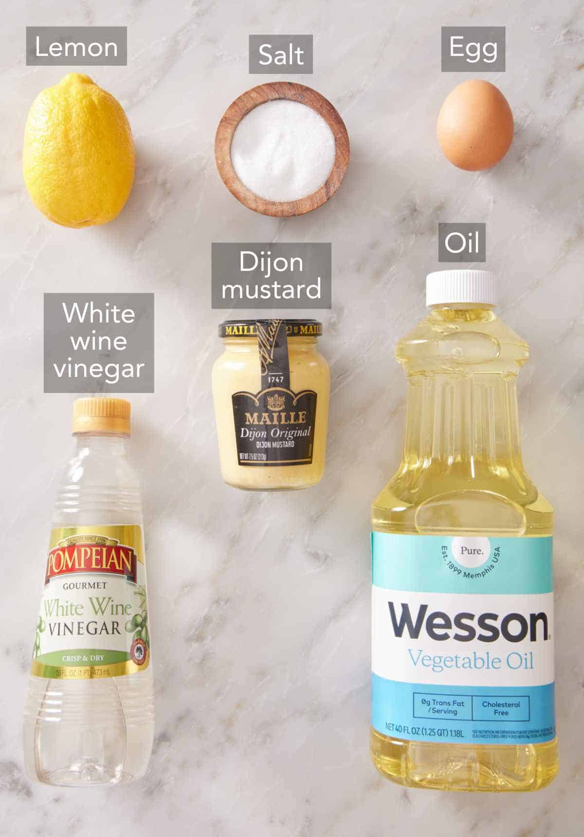 Ingredients for mayonnaise.