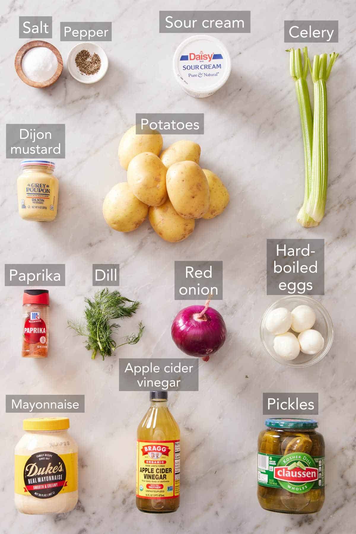 Ingredients for potato salad.