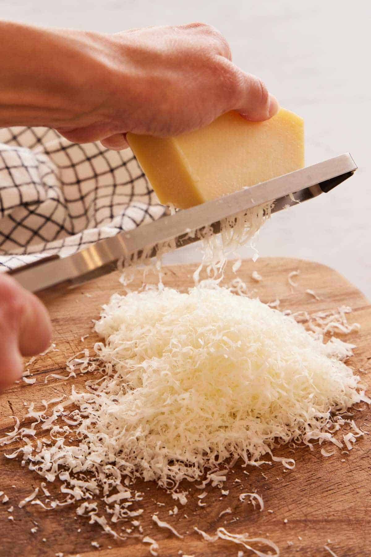 Parmesan cheese grated with a microplane.