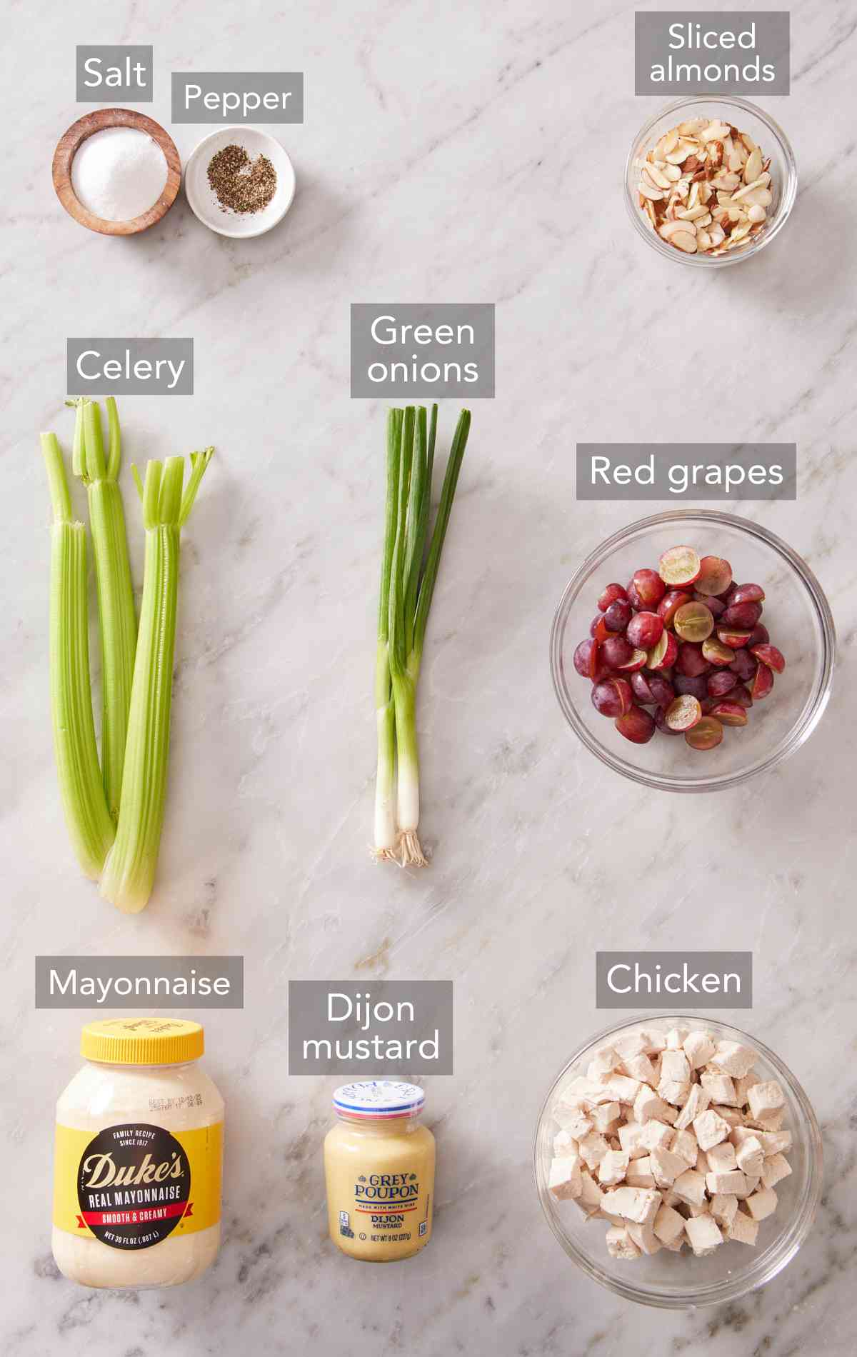 Ingredients for chicken salad.