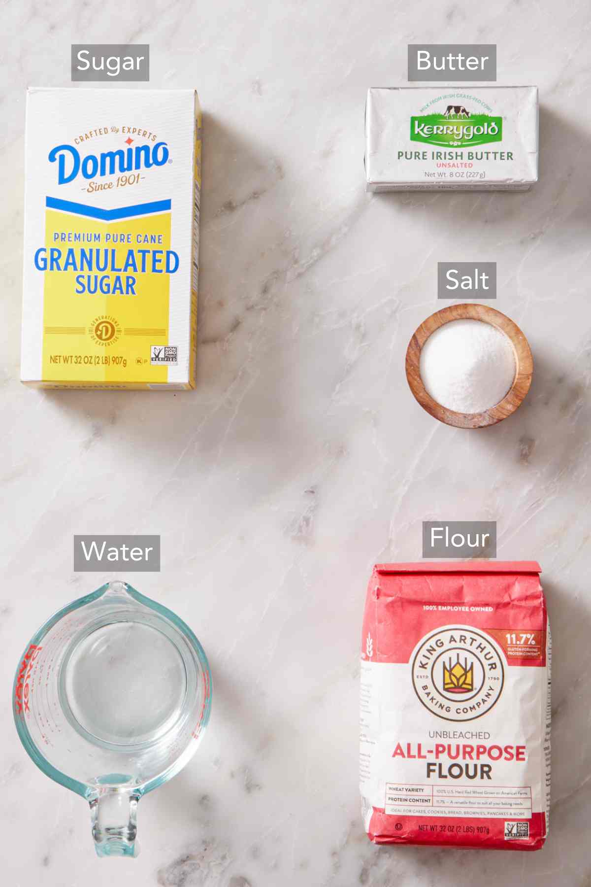 Ingredients for puff pastry.