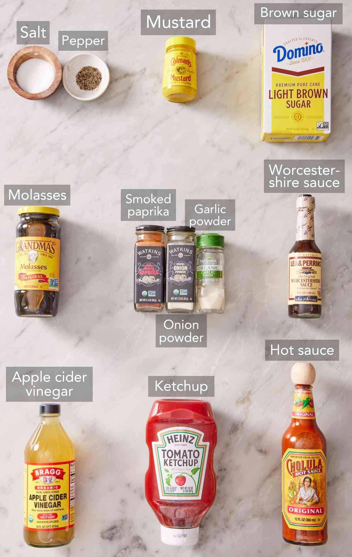 Ingredients for BBQ sauce.