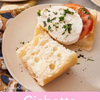 Pinterest graphic showing a tomato and mozzarella sandwich.