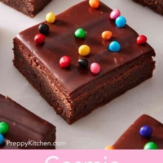 Pinterest graphic showing a close-up of a cosmic brownie.