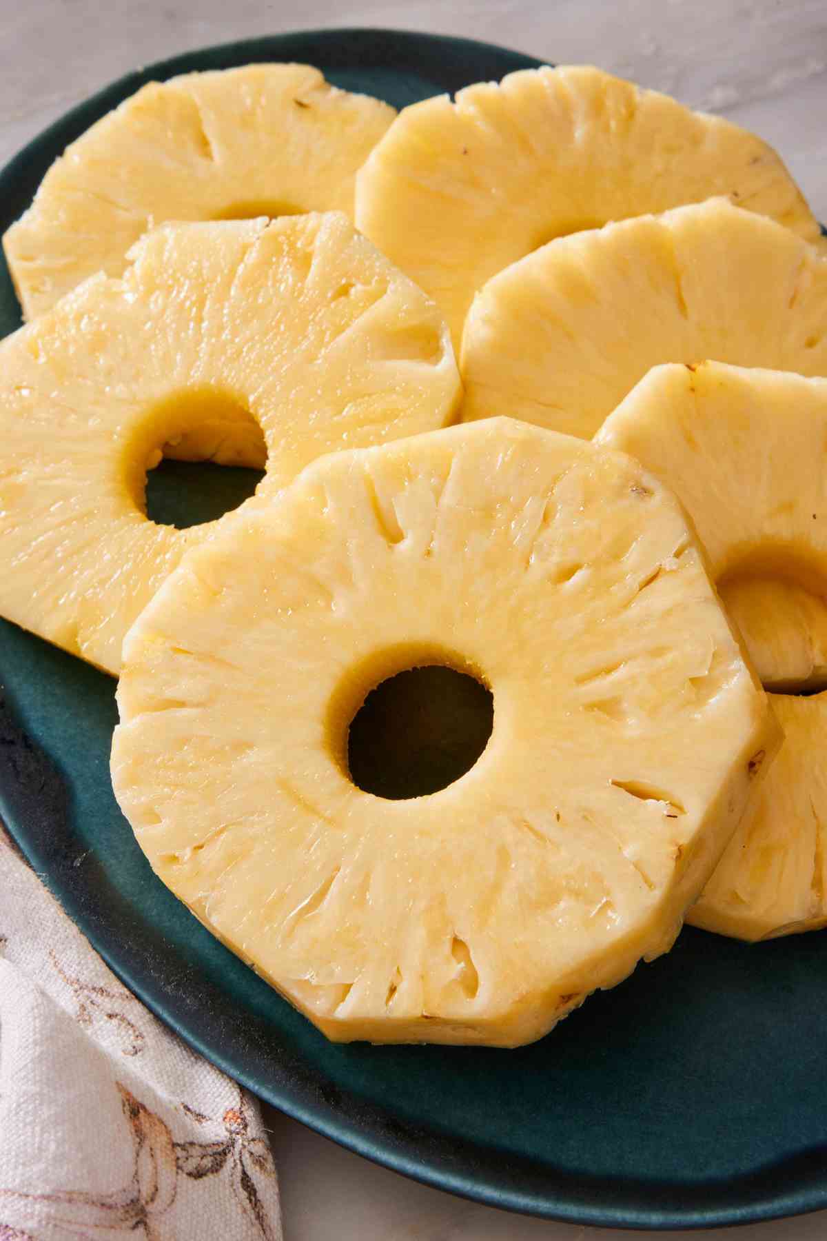 Close-up of pineapple using this how to cut a pineapple tutorial.