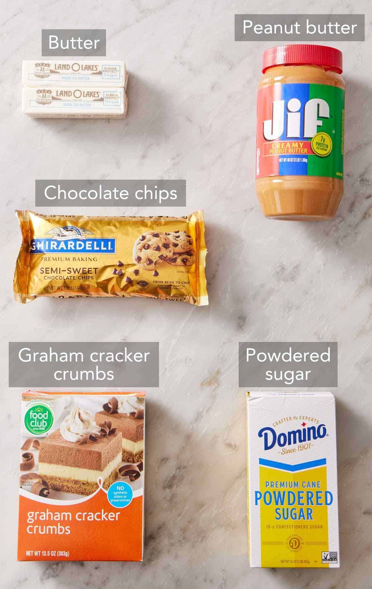 Ingredients for peanut butter bars.