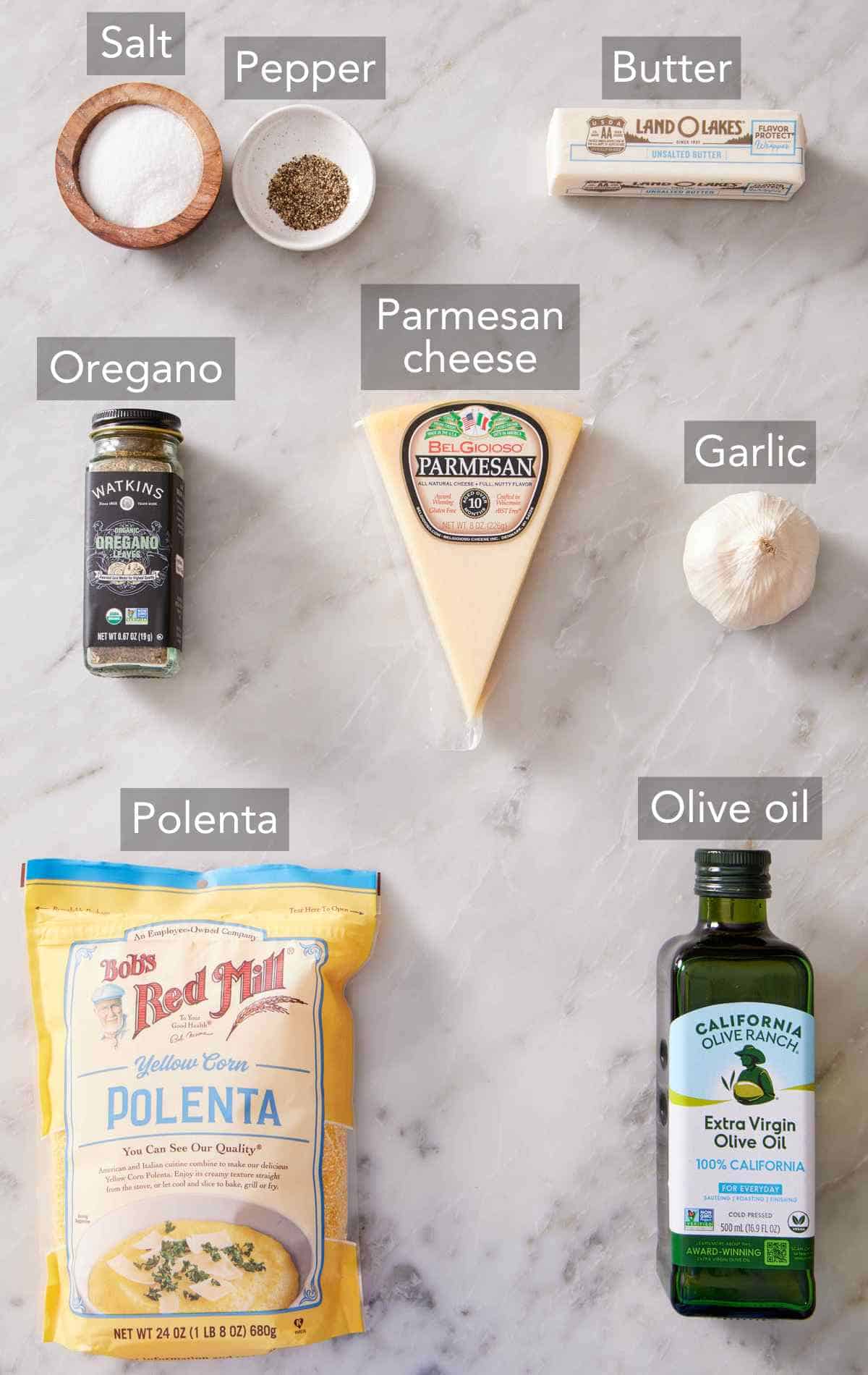 Ingredients for polenta fries.