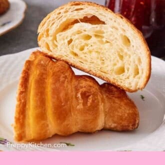 Pinterest graphic showing a halved croissant.