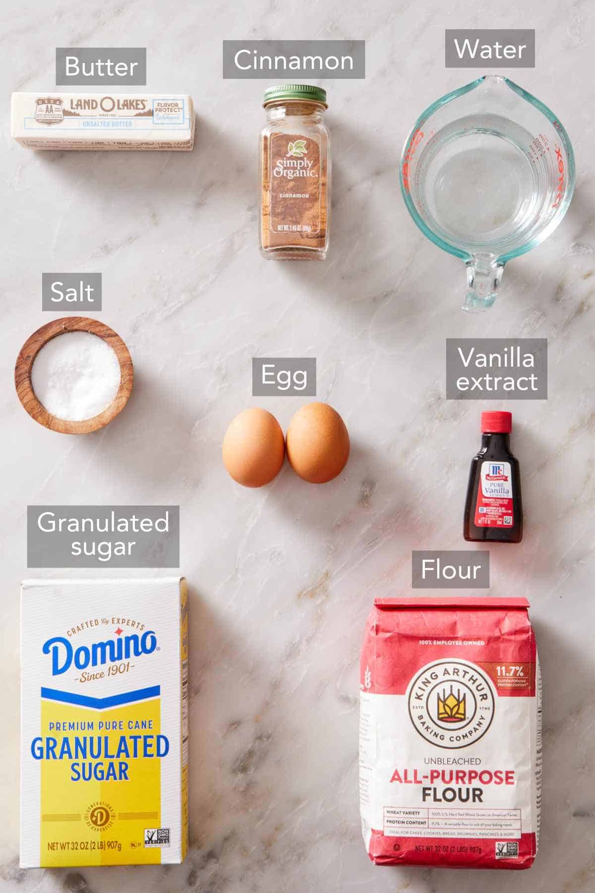 Ingredients for air fryer churros.