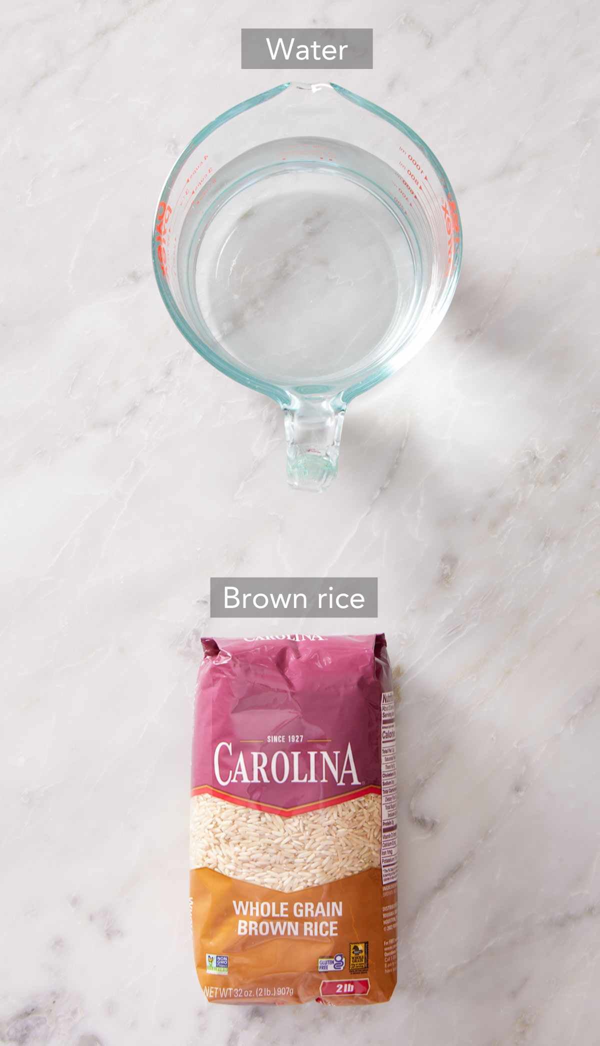 Ingredients for Instant Pot brown rice.