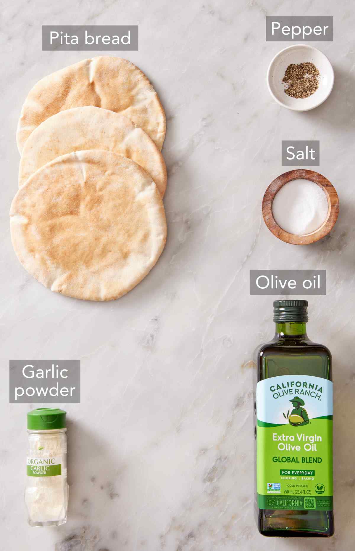 Ingredients for pita chips.